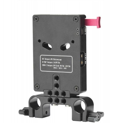 V-Mount Battery Plate w/ 15mm Rod Mount (N21-D7)