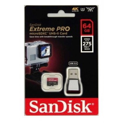 MicroSDXC Extreme Pro 64GB UHS II 275MB/s with 3.0