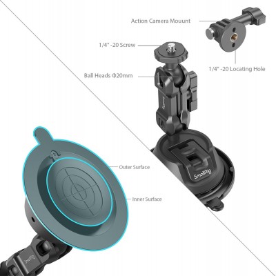 4193 Portable Suction Cup Mount Support For Action Cameras S