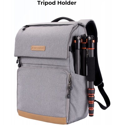 Camera Backpack Grey/Brown w/ Rain Cover 22 Liter