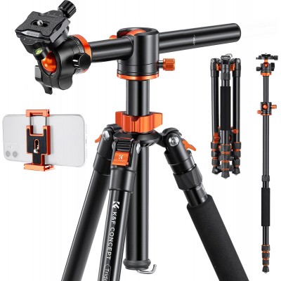 K&F Trident-T Tripod w/ Tiltable Arm Spikes Tel.houder