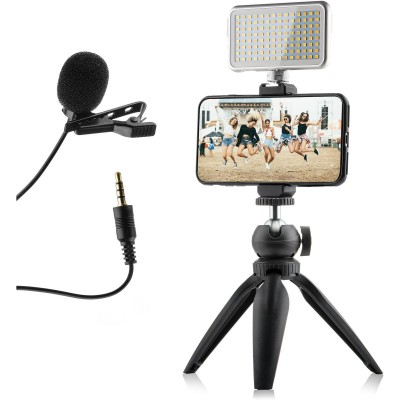 Video Kit / Vlog Set: Mini-Tripod + Phone Holder