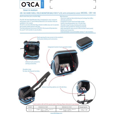 OR-140 ORCA Hard Shell Monitor (5inch) Case w/ Hood