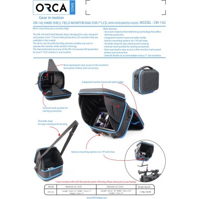 OR-142 ORCA Hard Shell Monitor (7inch) Case w/ Hood