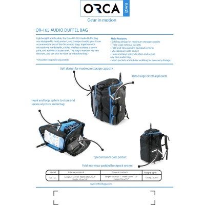 OR-165 ORCA Audio Duffel Backpack